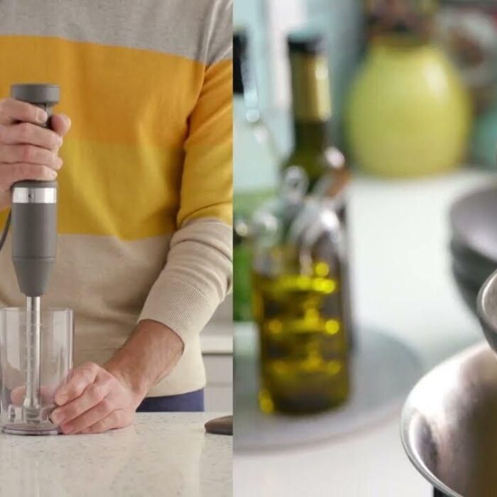 Persona-usando-una-licuadora-de-inmersion-en-la-cocina-mientras-prepara-una-crema-casera